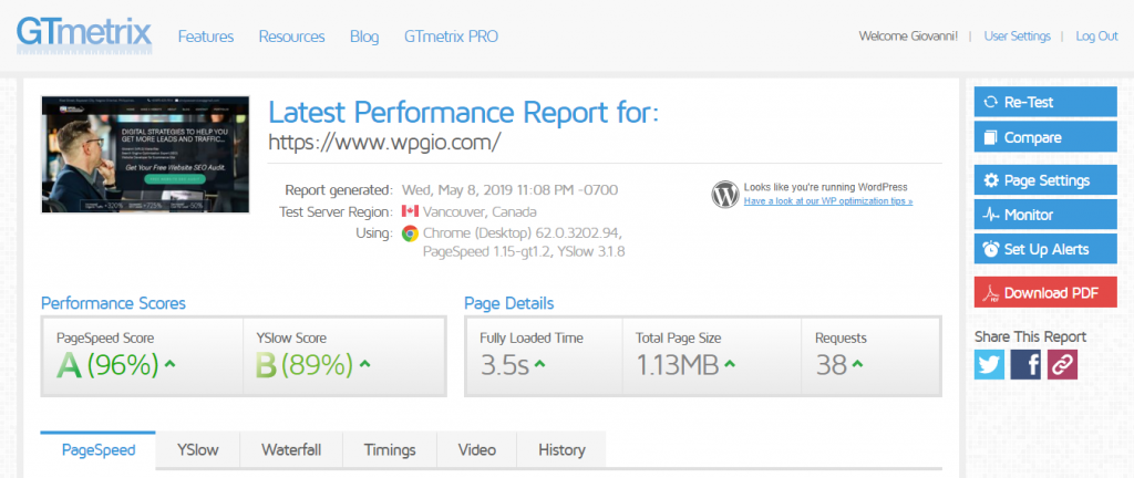 Gtmetrix Result speed optmization