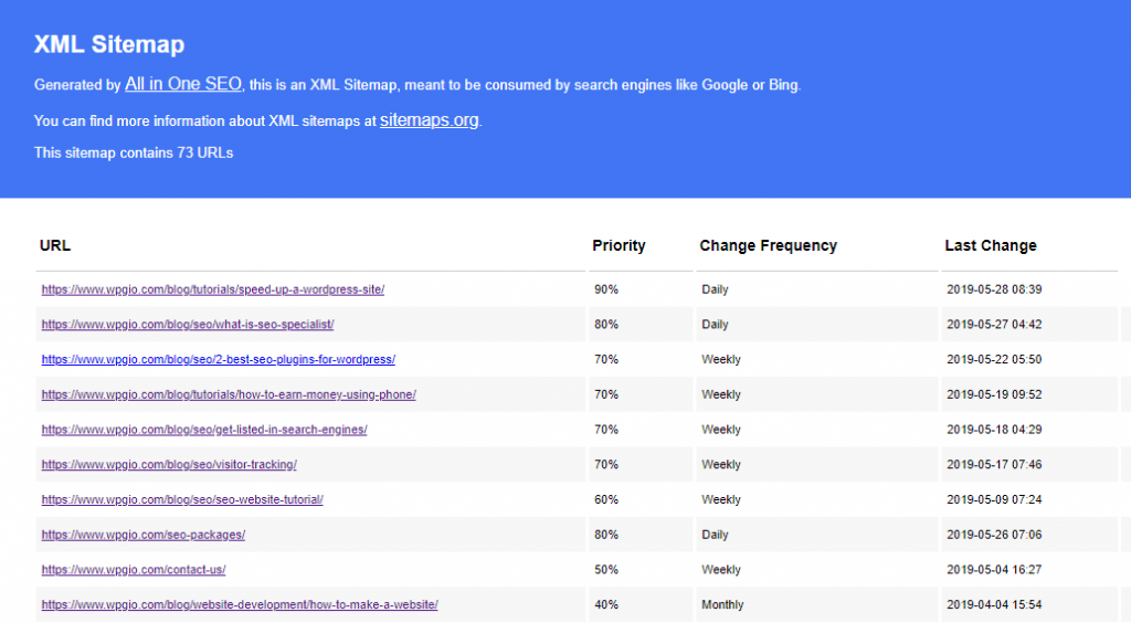 sitemap xml