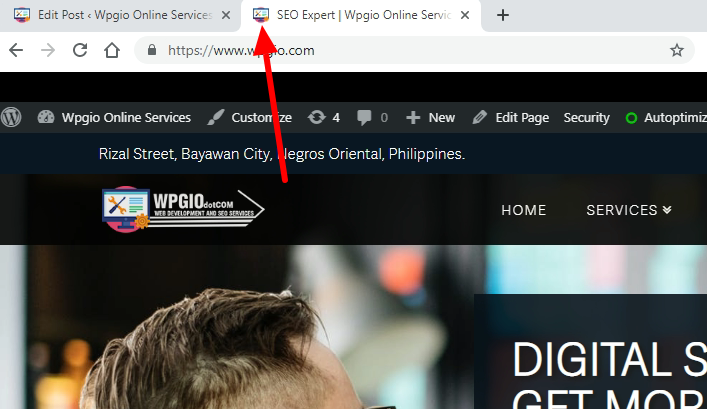 website favicon location