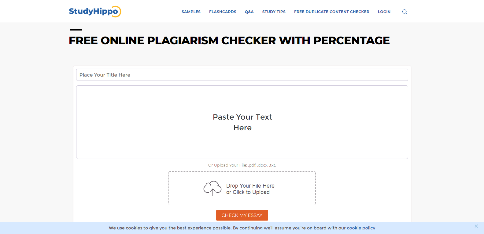 Free Online Plagiarism Checker with Percentage StudyHippo com