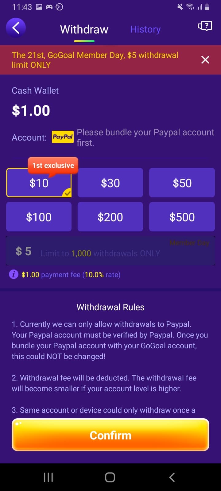 GoGoal App Review - Legit or Scam? $10 in Paypal 2