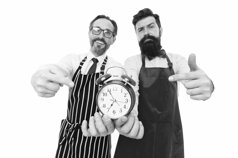 How to Share a LinkedIn Post time cook men pointing alarm clock man bearded hipster mature chef apron white background cook dinner we going cook right now friends colleagues start cooking just time 1