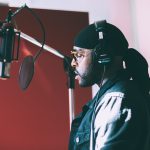 man singing infront of condenser microphone