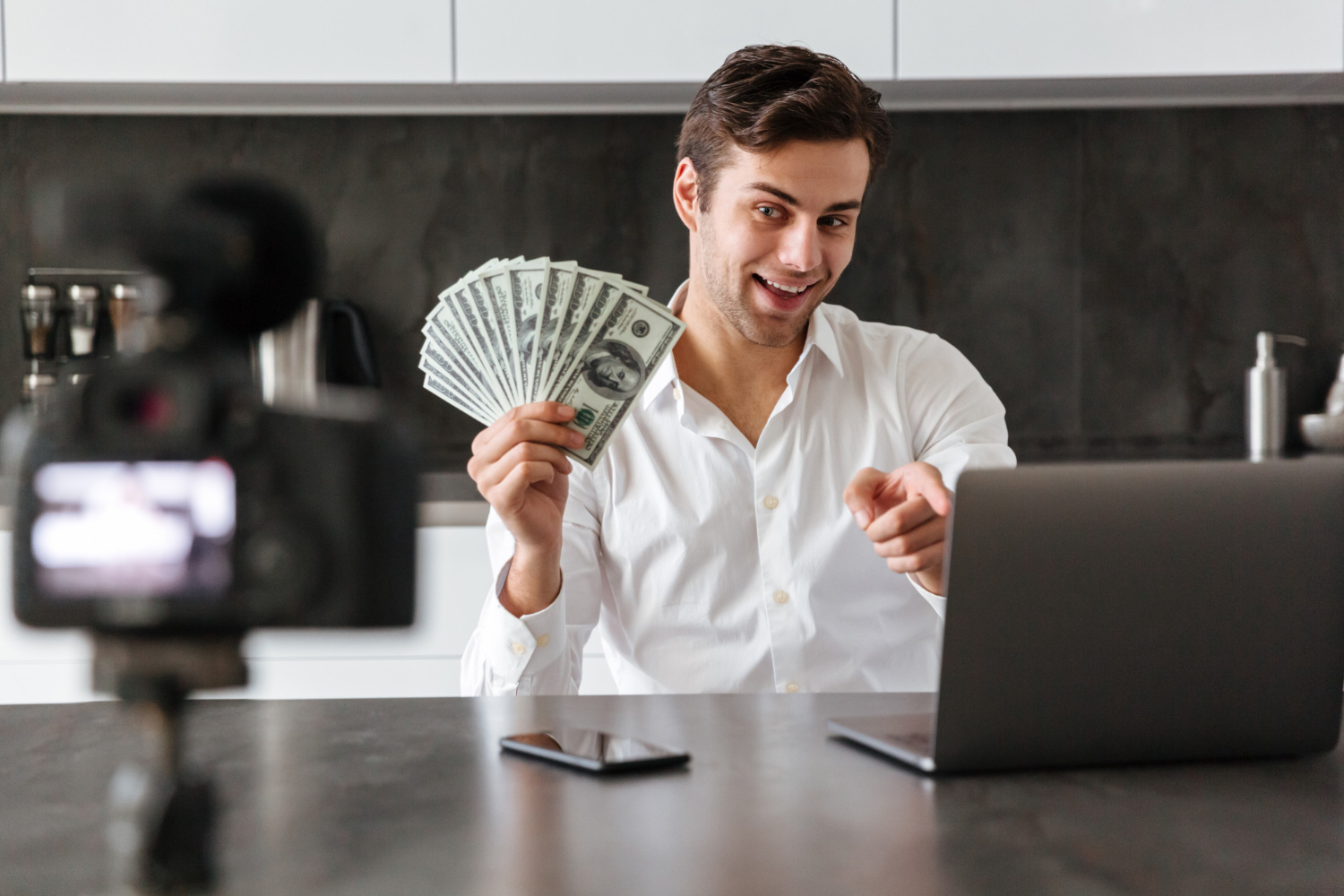 Hive Micro Review 2024: Legit or Scam? 3 happy young man filming his video blog episode