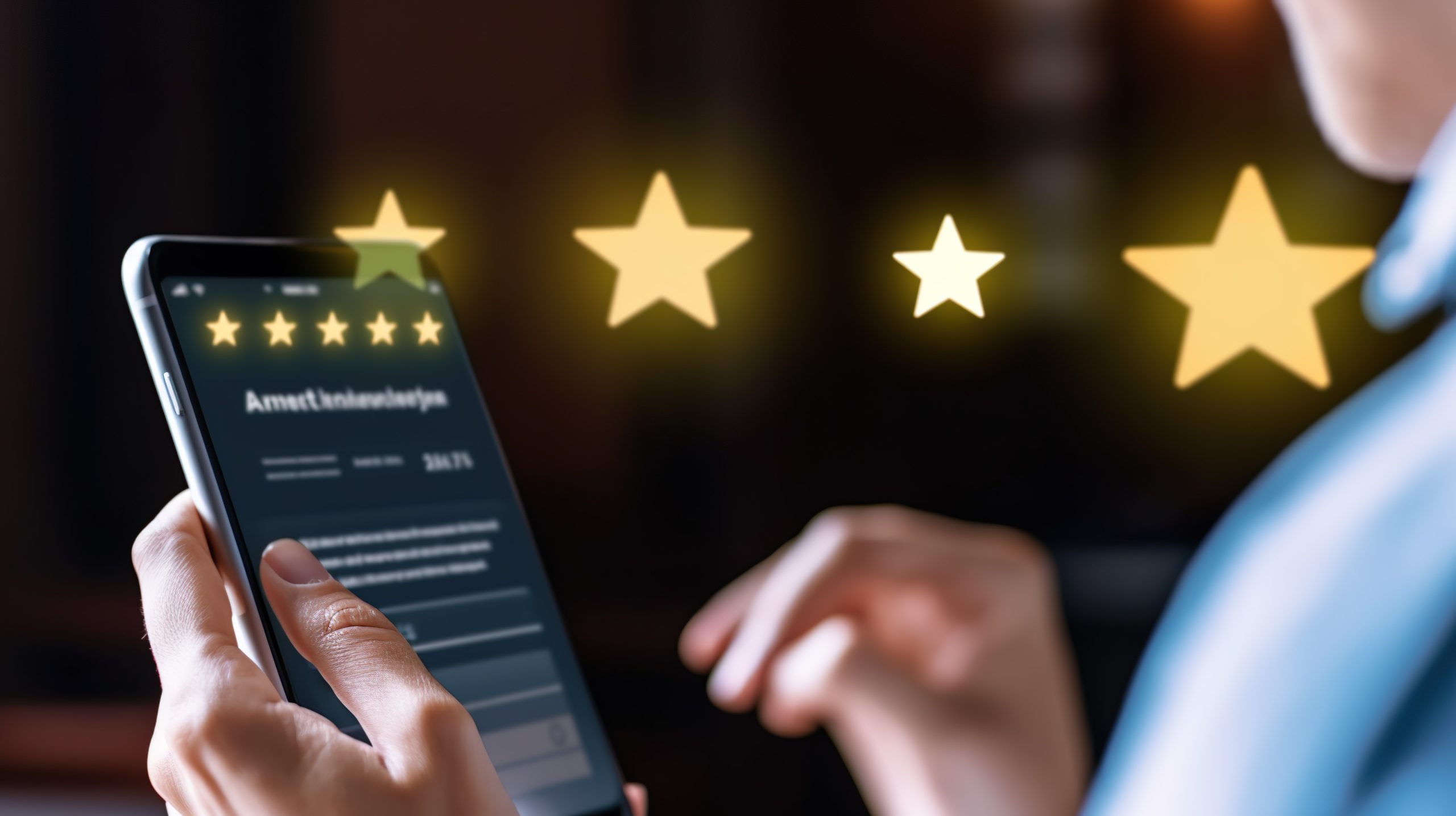 Customer service evaluation concept. User pressing smile face emoticon on virtual touch screen. quality review, feedback survey, best rating positive five star, marketing research, satisfaction client