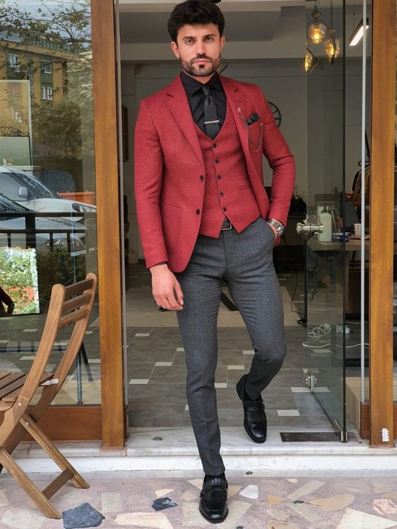 Red Suit for Men's Valentine's Day Outfit