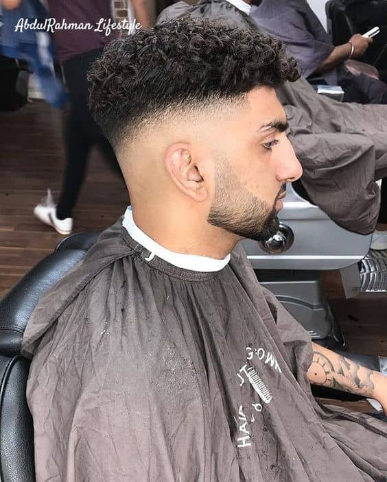 Curly Bowl Cut with Mid Fade