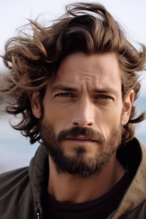 Messy Waves For Men's Medium Length Hair 