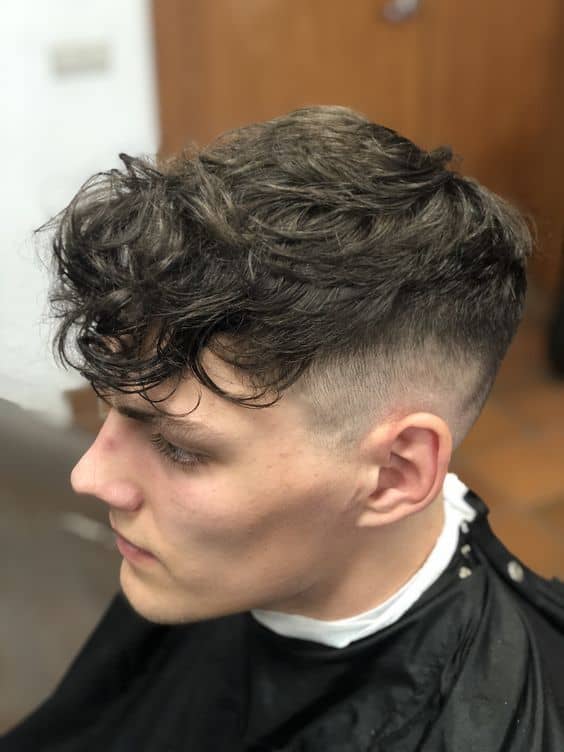 Mid Taper with Messy Curly Fringe