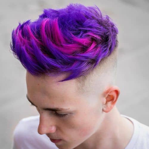 Neon Hair Highlights with Skin Fade