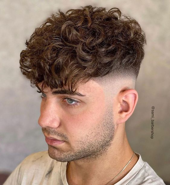 Temple Fade with Curly Top
